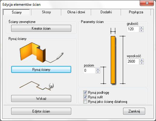 Instrukcja obsługi programu CAD Decor Paradyż 2.1 ROZDZIAŁ 6 Rysowanie pomieszczenia 1.
