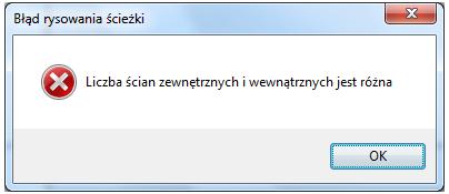 popełnionego błędu (Rys. 86). Rys. 85 - ścieżka obrysu ścian Rys. 86 - komunikaty o błędnie wyrysowanej ścieżce ścian Uwaga!