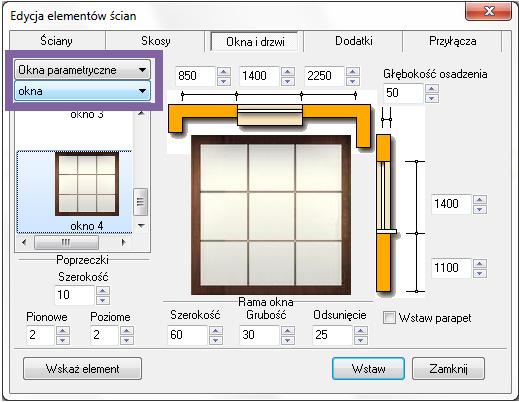 Instrukcja obsługi programu CAD Decor Paradyż 2.1 zatwierdzić ustawienia klikając Wstaw. 4. Dodatki Modele dodatków znajdują się w czwartej zakładce okna Edycja elementów ścian (Rys. 106).