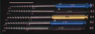 Rozszerzenie.06 do.10. Œrednica koñcówki instrumentu wynosi zawsze 0,2 mm. W zale noœci od wielkoœci kana³u stosuje siê zazwyczaj instrument #2 lub #3. fot.