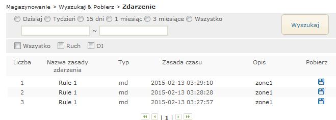 Konfiguracja magazynowania i nagrywania Wszystkie zapisane pliki znajdują się na liście na tej stronie.
