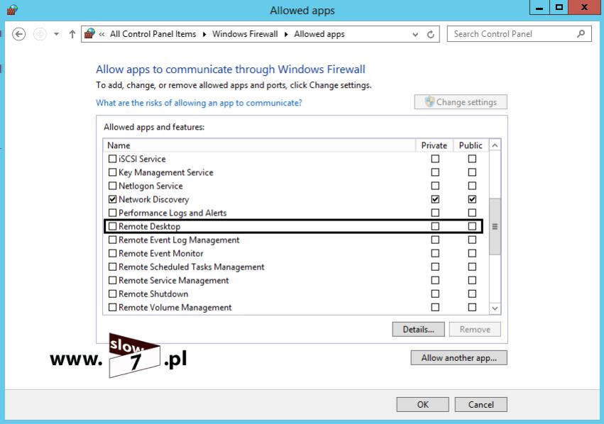 związanego z mechanizmem Remote Desktop jest nie włączona.