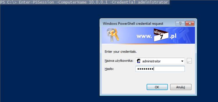 25 (Pobrane z slow7.pl) Konfiguracja została przeprowadzona, sprawdźmy zatem czy uda Nam się nawiązać połączenie z hostem Windows Server z poziomu hosta Windows 7.