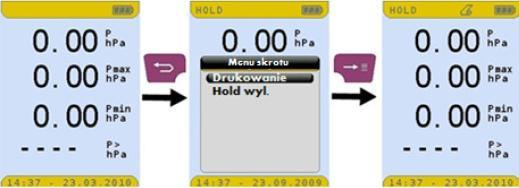 Rys. 8. Szybkie menu drukowanie 7 Menu główne Będąc na poziomie ekranu głównego można wejść w menu główne, które należy wywołać wciskając przycisk menu/wybór.