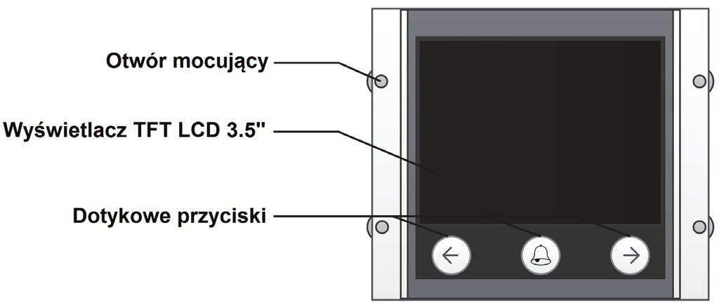 7.3. MODUŁ WYŚWIETLACZA LCD VXA-65A5 (DOSTĘPNY ODDZIELNIE) Moduł wyświetlacza LCD VXA-65A5 to 3,5 ekran z trzema przyciskami.
