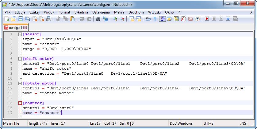 Aplikacja rozpoczyna pracę po wczytaniu konfiguracji z pliku "config.