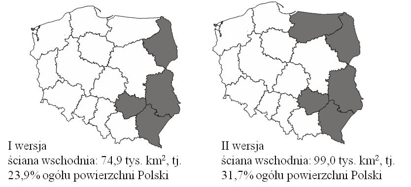 STANISŁAWA BARTOSIEWICZ, ELŻBIETA STAŃCZYK MAŁE CO NIECO O SYTUACJI ŚCIANY WSCHODNIEJ 9 Wykres 2. Dwie wersje ściany wschodniej Źródło: opracowanie własne na podstawie [].