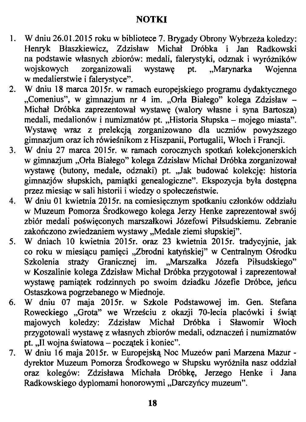 NOTKI 1. W dniu 26.01.2015 roku w bibliotece 7.