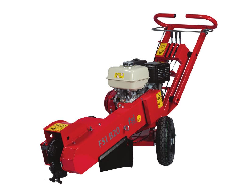 Ø20,5/8 Wymiary D x S x W 1800 x 680 x 1100 mm Masa 130 kg Pchany frez do pni z silnikiem benzynowym Osprzęt dodatkowy B20 to kompaktowy i wyważony frez do pni, który można stosować do cięcia