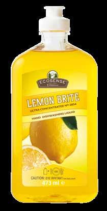 Moc biodegradowalnych, naturalnych składników usuwających tłuszcz zawartych w produkcie Lemon Brite rozpoczyna swoje działanie, gdy tylko naczynia