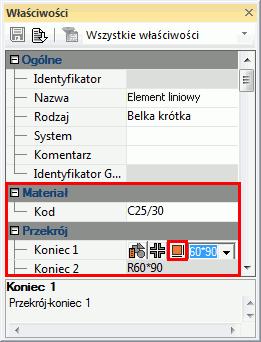 każdego słupa. Definiowanie właściwości elementów Atrybuty każdego elementu można zdefiniować w oknie właściwości (np. nazwa oraz numer ID).