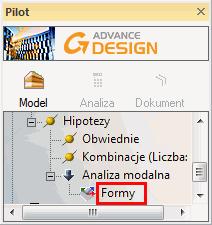 3. Definicja parametrów formy: - Liczba form drgań: 10 - Definicja mas: z rozwijalnej listy, wybierz masy
