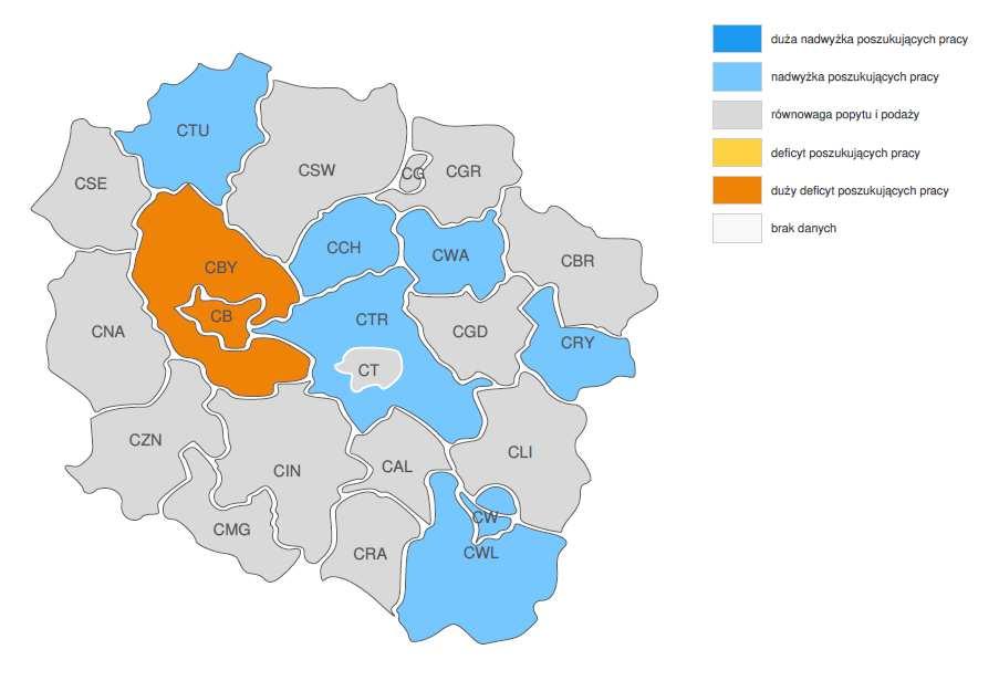 Wykres 4. Prognoza na 2017 w województwie kujawsko pomorskim. Relacja między dostępną siłą roboczą a zapotrzebowaniem na pracowników SPRZĄTACZKI I POKOJOWE. 4. KSZTAŁCENIE I DOSKONALENIE W ZAWODZIE Według Rozporządzenia Ministra Edukacji Narodowej z dnia 13 marca 2017 r.
