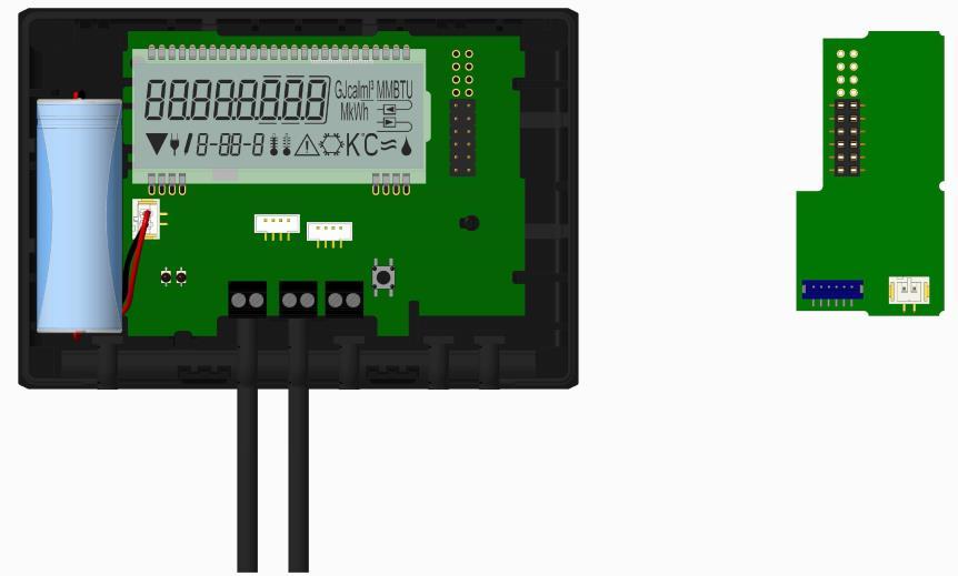 Podłączyć interfejs z prawej strony karty układu elektronicznego. (p. zdjęcie poniżej).