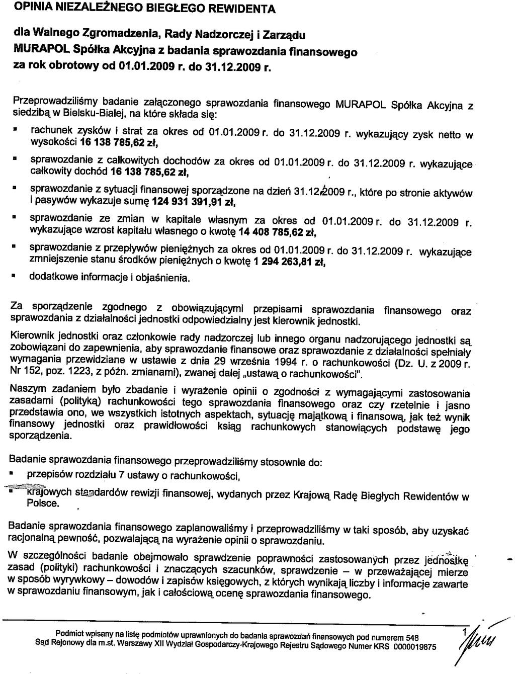 20.3.5 Opinia biegłego rewidenta z badania sprawozdania