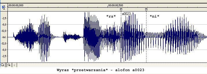 Rysunek 4. Przykład alofonu kombinacyjnego a0023.
