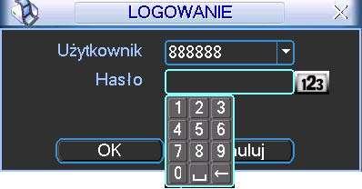 OBSŁUGA REJESTRATORA 4 Obsługa rejestratora Przed uruchomieniem rejestratora sprawdź, czy dysk twardy i wszystkie przewody są prawidłowo podłączone. 4.1 Logowanie, Wylogowanie (Wyłączenie) i Menu główne 4.