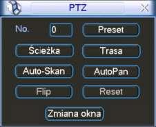 4.9 Presety / Trasa / Ścieżka / Auto-Pan OBSŁUGA REJESTRATORA Na ekranie interfejsu obsługi PTZ (rys. 4-21 str. 44.) kliknij przycisk Ustawienia.