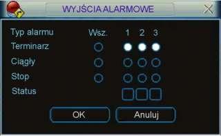 STRUKTURA MENU I OPIS DOSTĘPNYCH FUNKCJI 5.5.4 Nagrywanie Rys. 5-25. Menu Wyjścia Alarmowe.