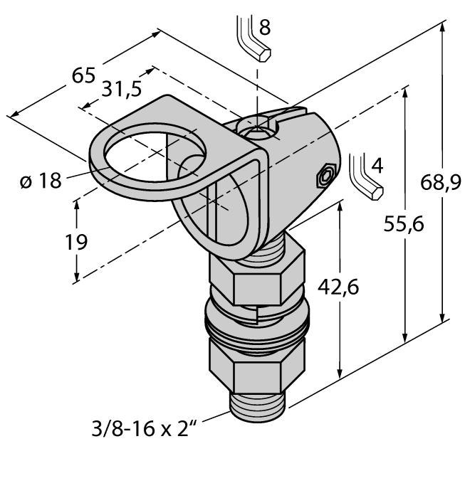 4401, dla gwintu M10 x 1,5, długość gwintu 18 mm SMBQ4XFAM10 3091513 Uchwyt montażowy, obrotowy, stal nierdzewna, do