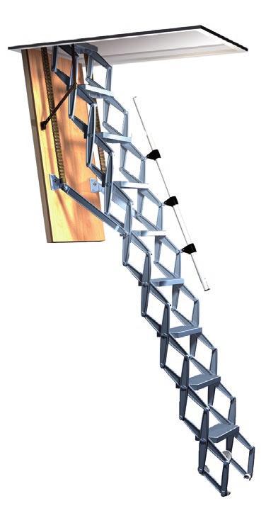 Schody strychowe Schody strychowe Schody nożycowe Exklusiv Dzięki opatentowanym mechanizmom nożycowym schody składają się i rozkładają się bardzo lekko to proste i wygodne.