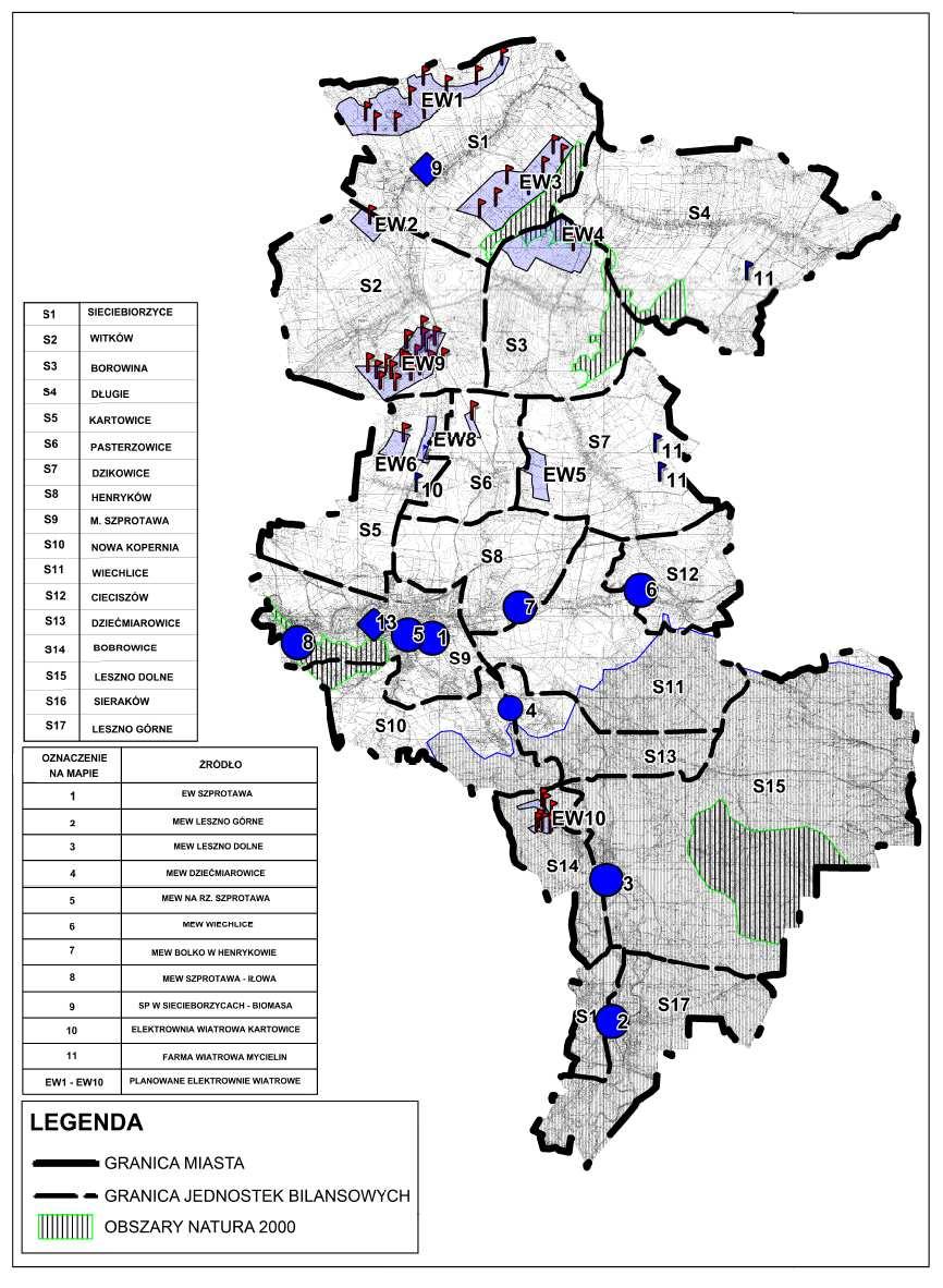 Rysunek 10-4 Istniejące i planowane OZE na