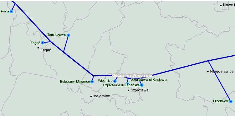 Rysunek 5-1System gazociągów przesyłowych zasilających gminę Szprotawa Źródło: www.gaz-system.