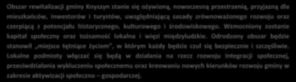 Odrodzony obszar będzie stanowił miejsce tętniące życiem, w którym każdy będzie czuł się bezpiecznie i szczęśliwie.