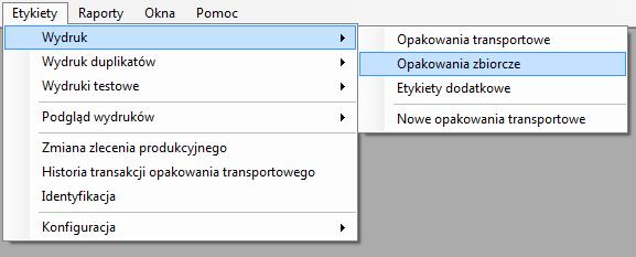 7.ETYKIETY W Menu Etykiety użytkownik ma możliwość : Konfigurowania szablonów etykiet opakowań transportowych i