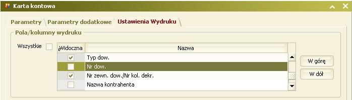 zakładce "Parametry" zostało dodane pole "Data wydruku" (domyślnie ustawione na datę bieżącą) - na oknie