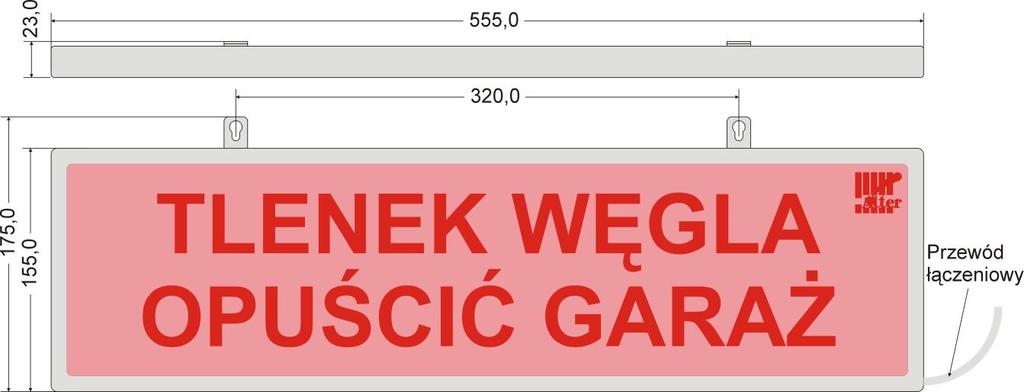 OSTRZEGAWCZA TABLICA ŚWIETLNA OTS-12 Widok i podstawowe wymiary tablicy świetlnej OTS-12