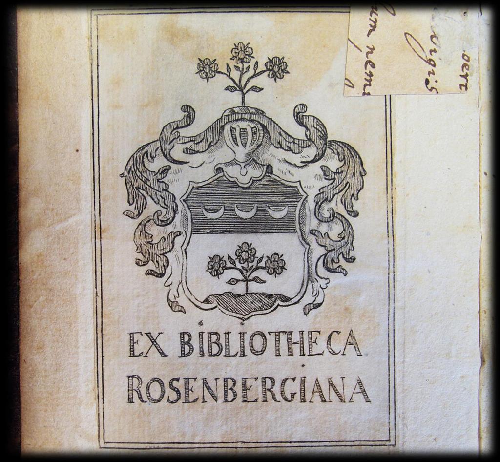 Ekslibris biblioteki Henryka Wilhelma Rosenberga (1711-1794). J. A.