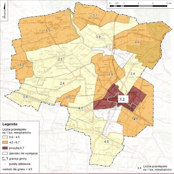 Rysunek 36. Liczba przestępstw (lewa strona) oraz wykroczeń (prawa strona) oraz liczba przestępstw przeciwko rodzinie i opiece (u dołu) na 1 tys.