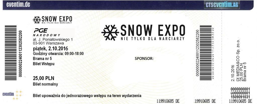 4-5 SNOW EXPO listopada 017 oferujemy specjalne pakiety