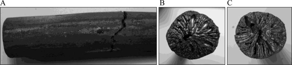 629 Fig. 1. Ni-Mo-Fe material after forging with improperly selected parameters; A cracked feedstock; B, C view of fracture surfaces Fig. 2. Shape and dimensions of antenna Fig. 3.