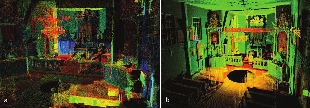 The interior was scanned with the 7 mm resolution, and for selected elements the scanning path density was increased to 3 mm.