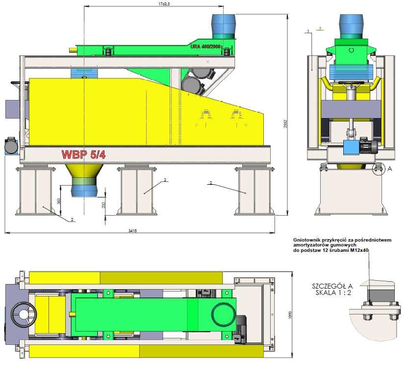 Rys. 7 Gniotownik typu WBP 5/4 wraz z rynną