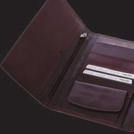 zipper, 8 compartments for credit cards, pockets for documents and