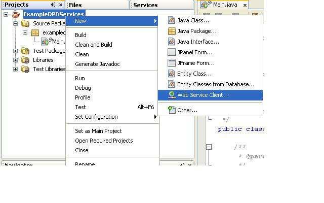 16.1 Przykład użycia DPDServices w Java/NetBeans ( wersja obiektowa ) 16.1.1 Instrukcja