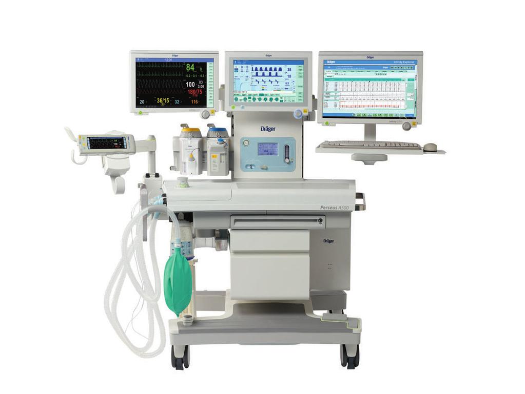 Perseus A500 Stanowiska do znieczulania Zaawansowany respirator operacyjny, sprawdzona technologia wentylacji, udoskonalona ergonomia i najnowsze rozwiązania w zakresie integracji systemowej w