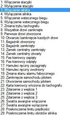 Wejścia 1 i wejście 2 mogą być wykorzystane do podłączenia dowolnego urządzenia sygnalizującego jakiś stan w pojeździe, który ma być monitorowany. Do wejść można podłączyć np.