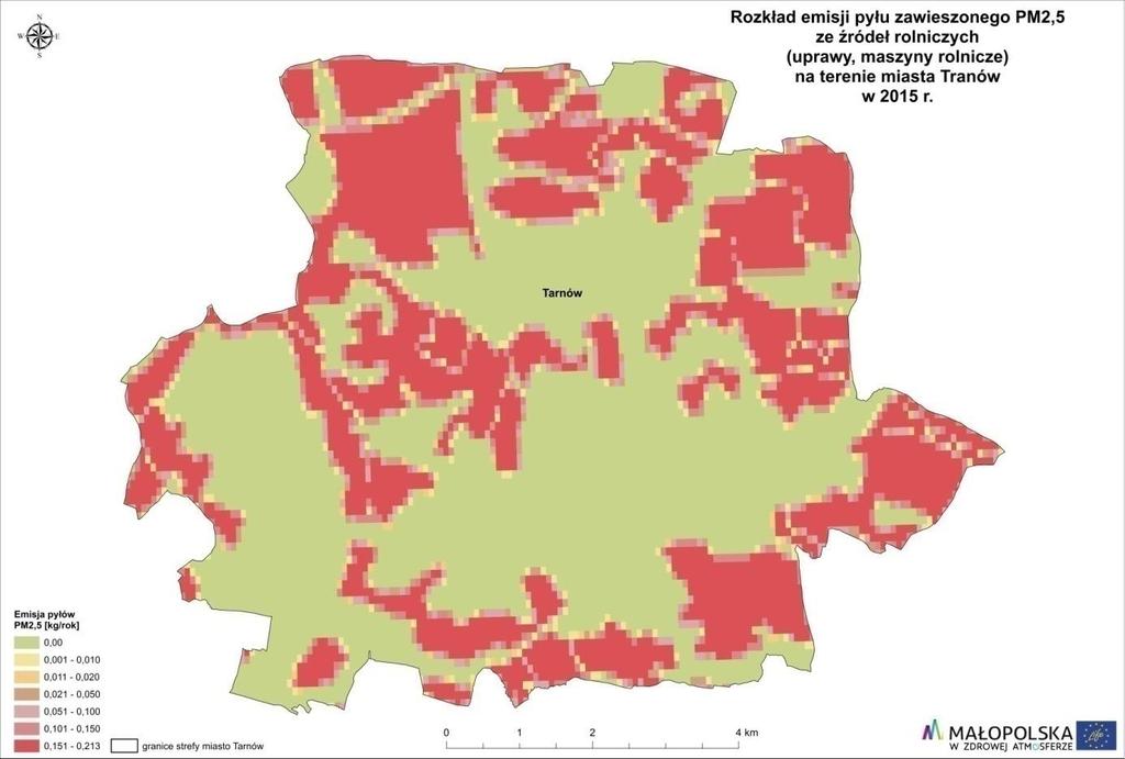 Dziennik Urzędowy Województwa Małopolskiego 402 Poz. 811 Rysunek 183. Lokalizacja i wielkość emisji pyłu PM10 ze źródeł rolniczych w strefie miasto Tarnów uprawy. 179 Rysunek 184.