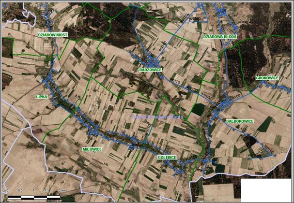 Rysunek 3. Mapa Gminy Dziadowa Kłoda Źródło: http://www.zsip.powiat-olesnicki.pl/ Gmina Dziadowa Kłoda zajmuje obszar o powierzchni ok. 106 km 2, co stanowi ok. 10% powierzchni powiatu oleśnickiego.