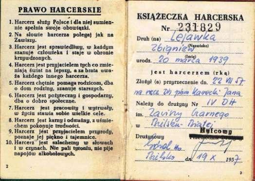 Książeczka harcerska druha przybocznego