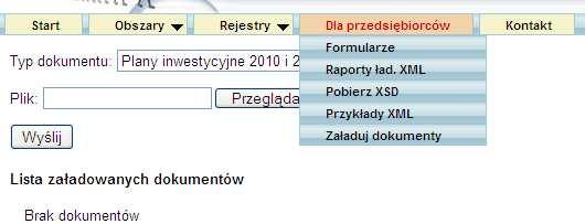 elektronicznego Ładowanie pliku XML Przestrzeń dyskowa do