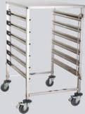 DyStrybucja i przechowywanie żywności wózki kelnerskie 81 TRL - 6 GN B Wózek na pojemniki GN - pełny blat wykonanie ze stali nierdzewnej samodzielny montaż 4 kółka skrętne (w tym 2 z hamulcem) OTS -