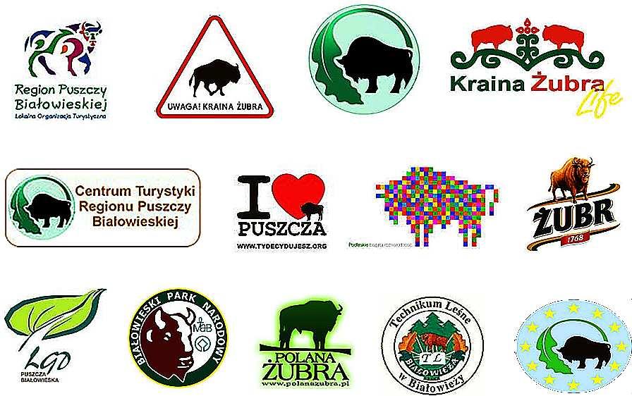 Rysunek 1: Przykłady znaków promocyjnych wykorzystujących symbolikę żubra.