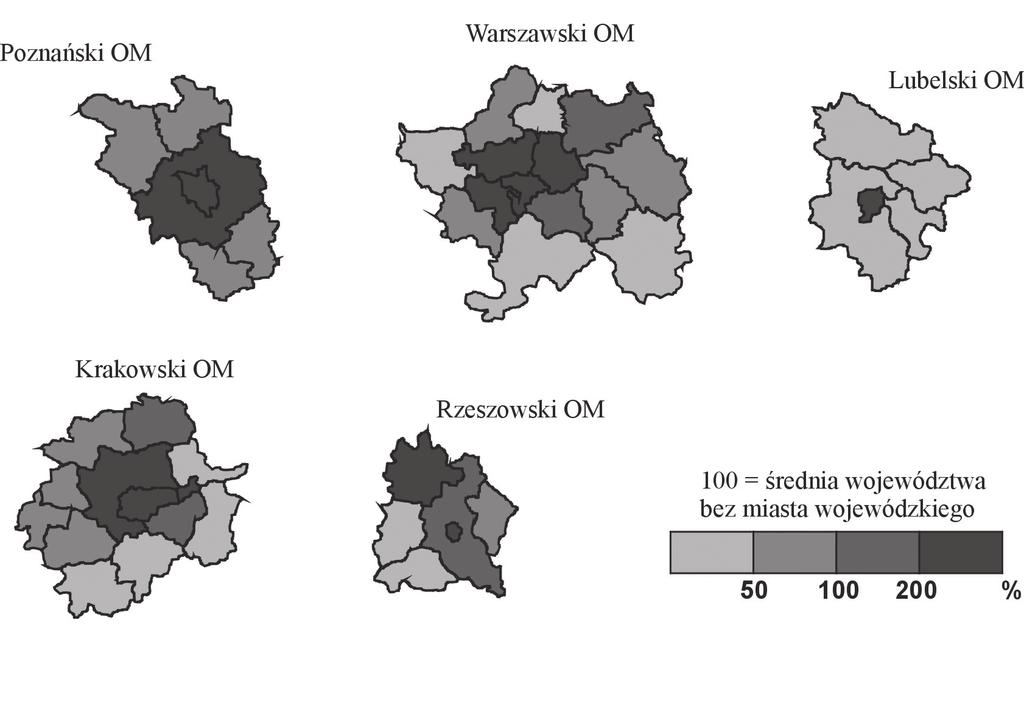 województwa bez miasta wojewódzkiego) Źródło: opracowanie własne na podstawie danych GUS. Rysunek 4.