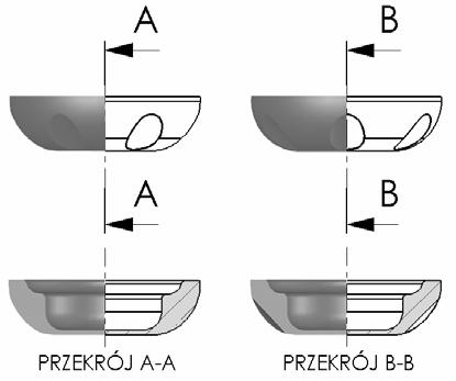 Tablica 1 Warunki brzegowe procesu kucia odkuwki kołpaka Table 1 Boundary condition of forging process of the hub cover Wariant I II III Charakterystyka procesu kucia Niska temperatura narzędzi,