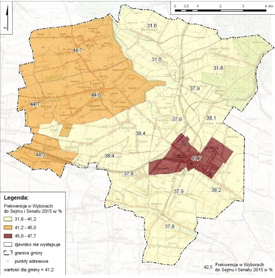 4.4 Aktywność mieszkańców Aktywność społeczności lokalnej może mieć istotny wpływ na zmiany zachodzące w ich otoczeniu. Jednym z przejawów aktywności mieszkańców jest uczestnictwo w życiu publicznym.